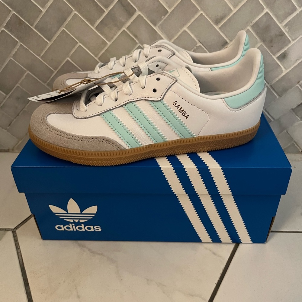 adidas Samba Kids Sneakers - White, Gray, Blue